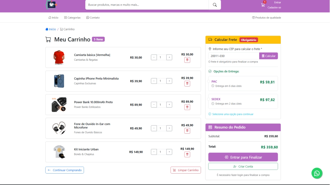 Finalização de pedido